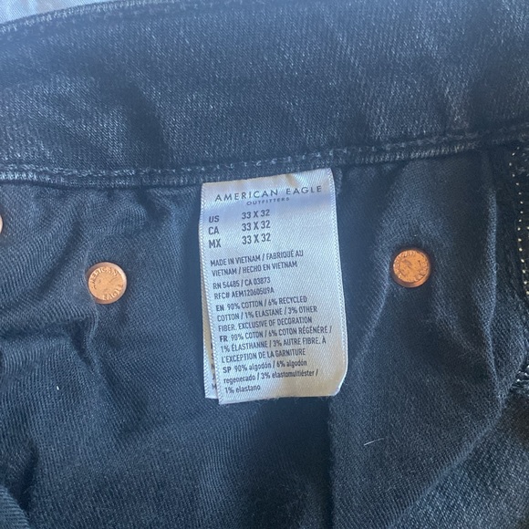 American Eagle AirFlex+ Slim Straight Jeans Men’s Size 33x32 Black Denim - Picture 4 of 4